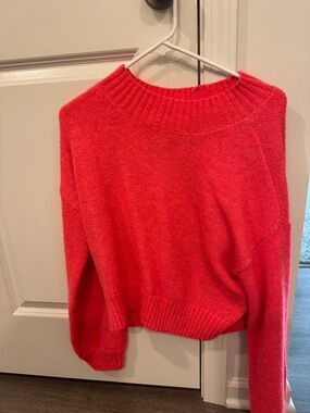American Eagle Outfitters Bright Pink Ribbed Mock Neck Sweater